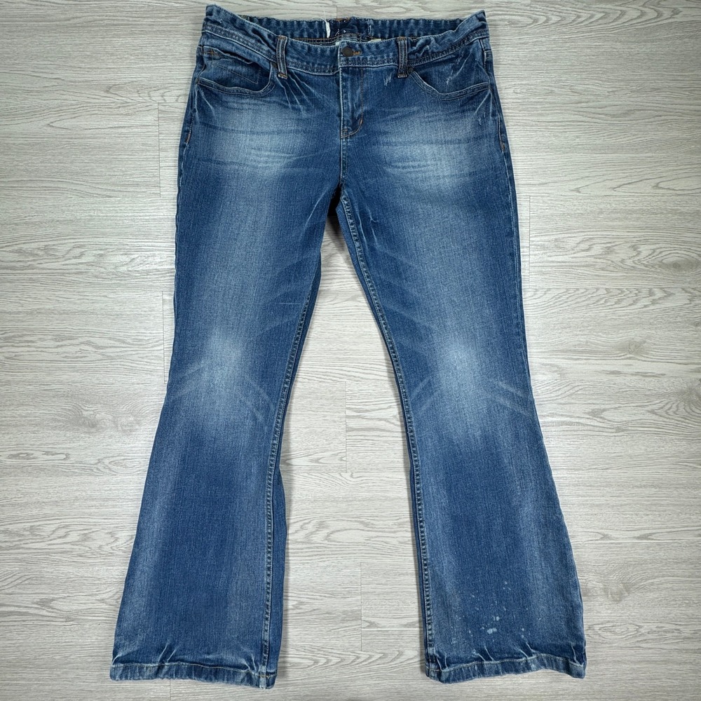Maurices Womens Jeans Molli‎ Flare Blue 13/14 Long Stretch Denim Low Rise Long